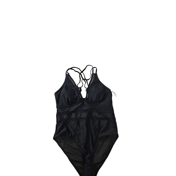 NWT Ai'Mage Black Sleeveless V Neck Pullover Women's Swimsuit Size L - Picture 3 of 9